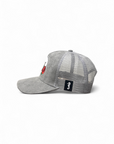 Skull & Roses - Grey Suade Trucker Cap