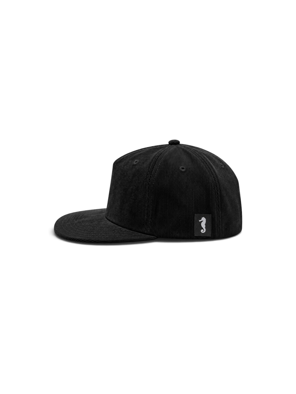 Two Tone Corduroy Snapback Cap - Black