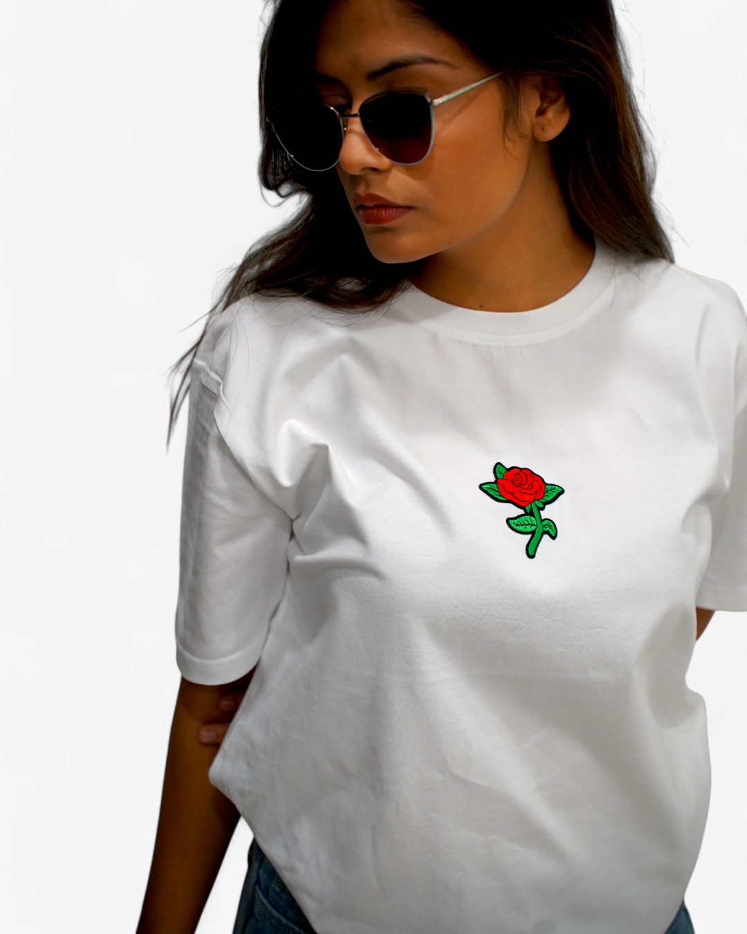 Classy Red Rose - White